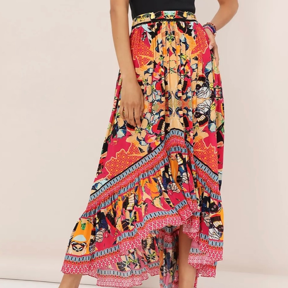 Anthropologie High Low Colorful Skirt Large